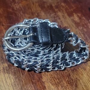 Silver and Black Chain Belt 42"